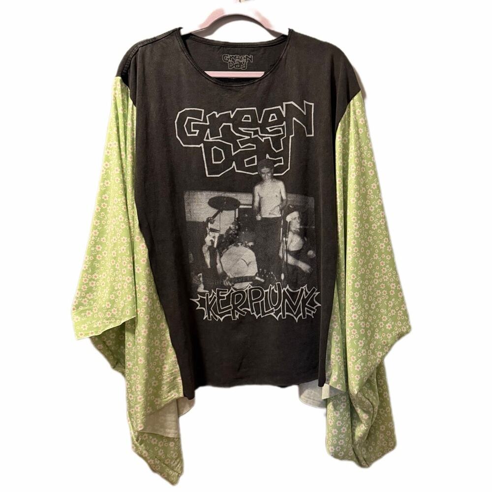 Green Day Floral Poncho Upcycle